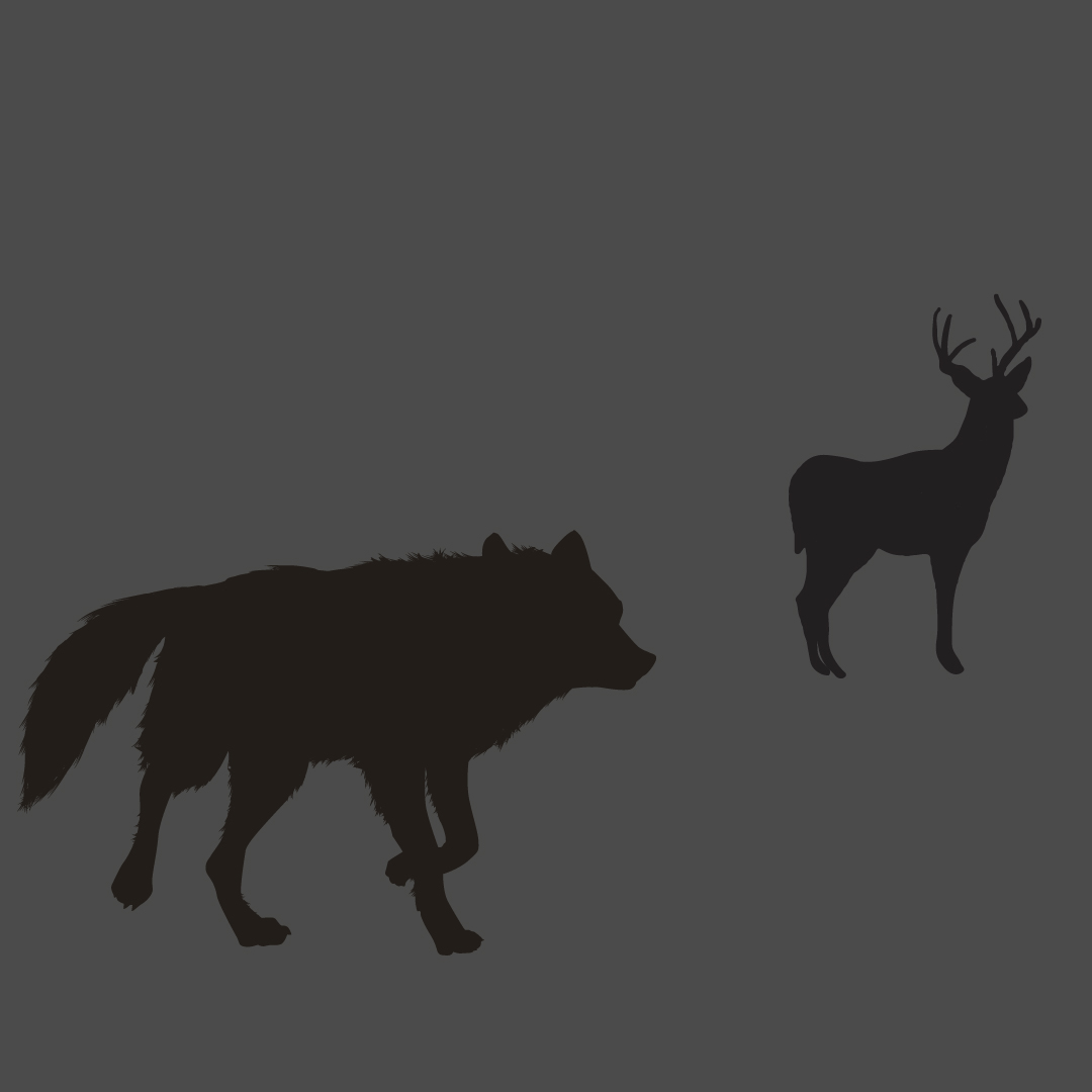 wolf and deer silhouettes